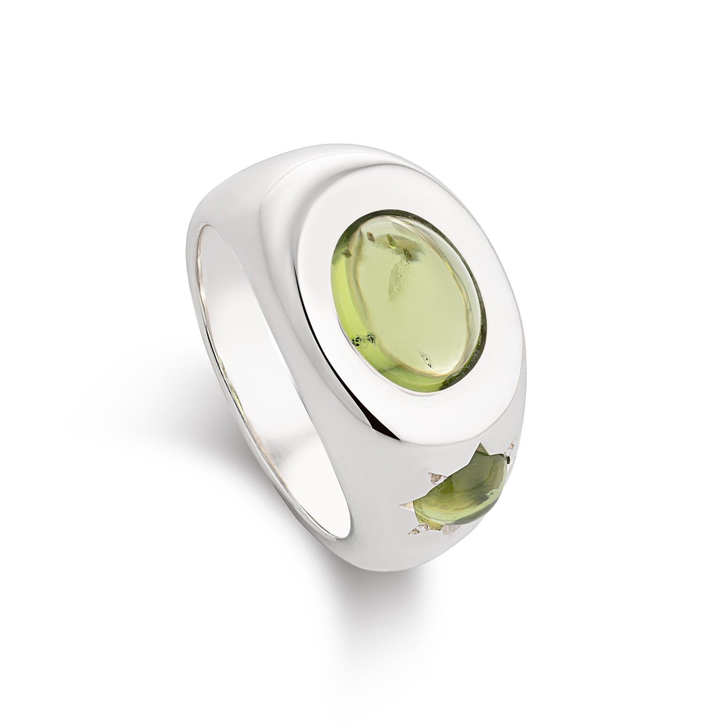 Double Peridot sideways signet