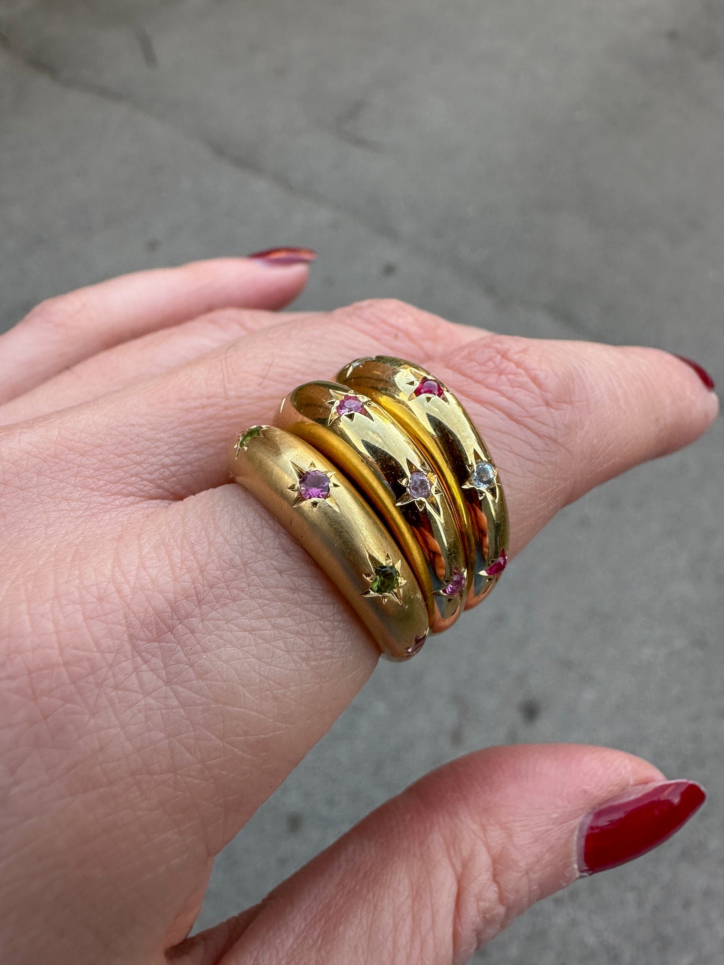 STAR SET  Domed band - Gold Vermeil