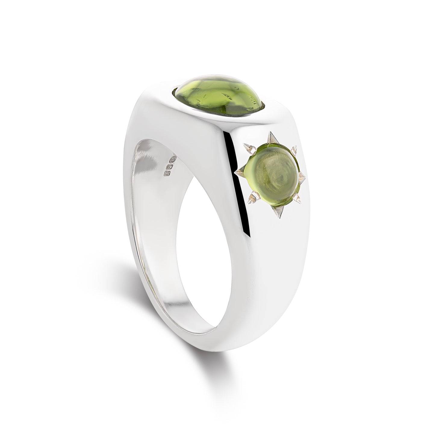 Double Peridot sideways signet