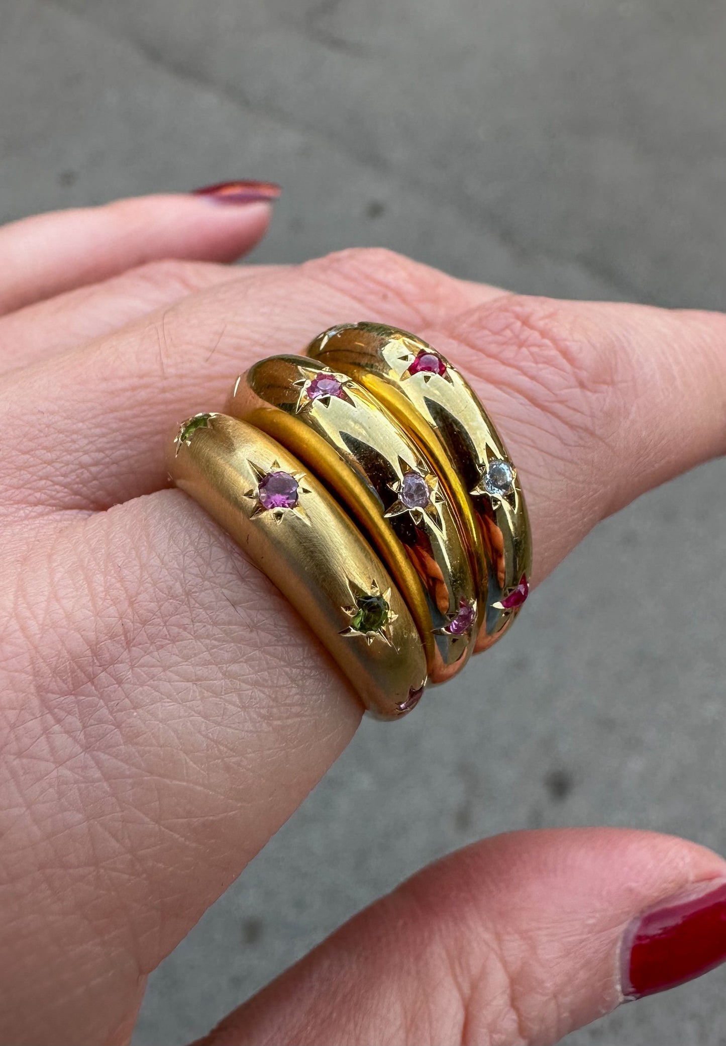 STAR SET  Domed band - Gold Vermeil