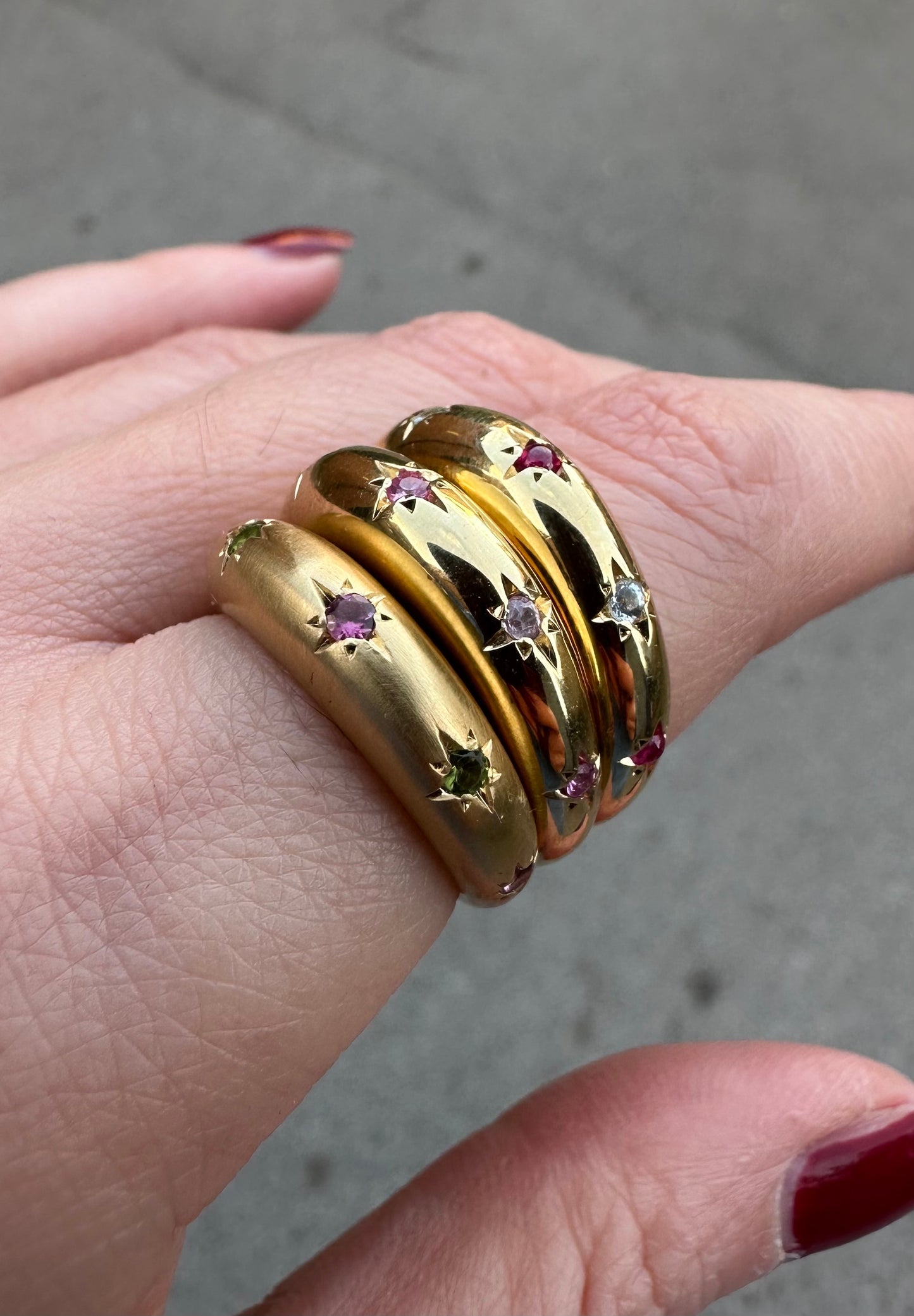 STAR SET  Domed band - Gold Vermeil