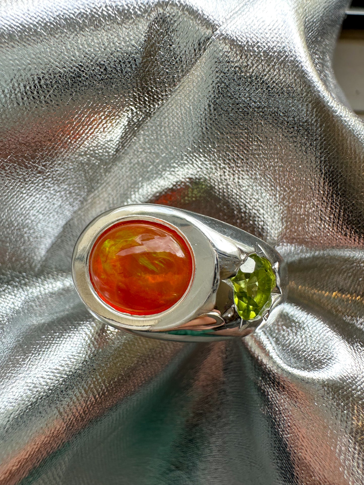 Iridescent Ethiopian opal and peridot