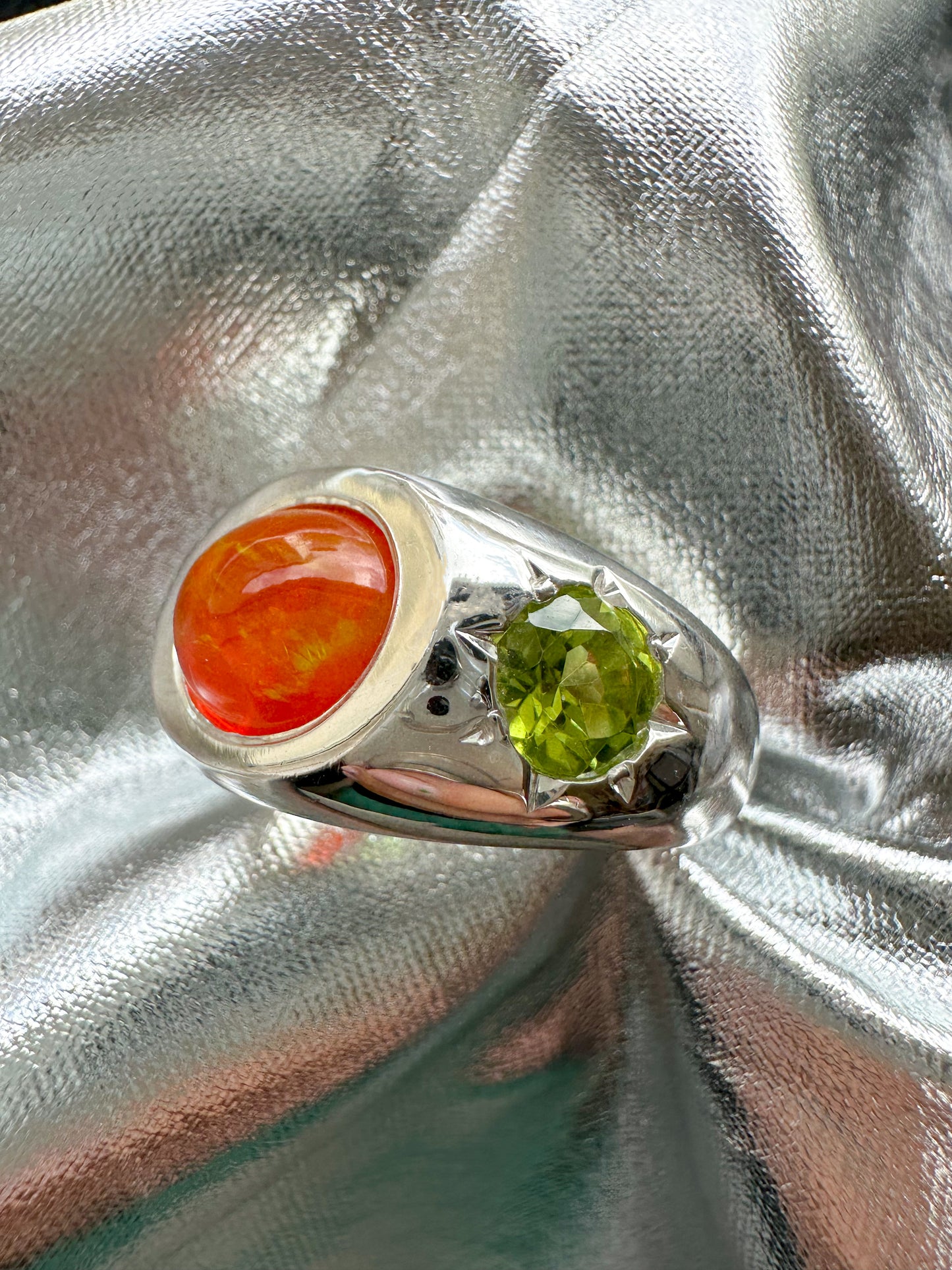Iridescent Ethiopian opal and peridot